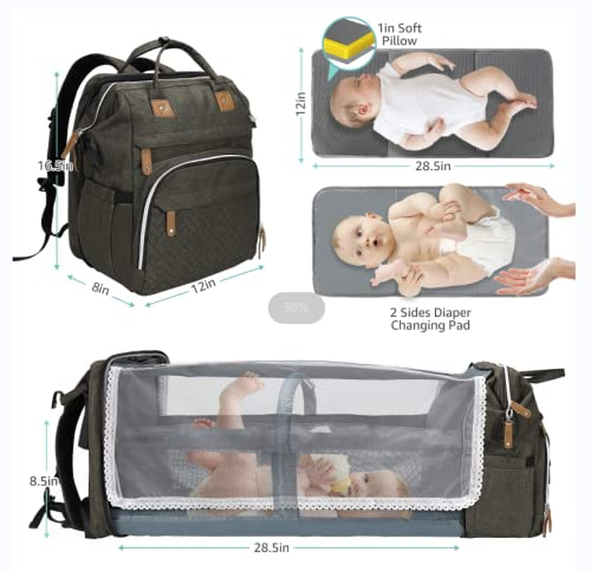 Diaper Bag Backpack, Baby Diaper Bags, Baby Shower Gifts, with Portable Diaper Pad
