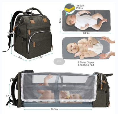 Diaper Bag Backpack, Baby Diaper Bags, Baby Shower Gifts, with Portable Diaper Pad