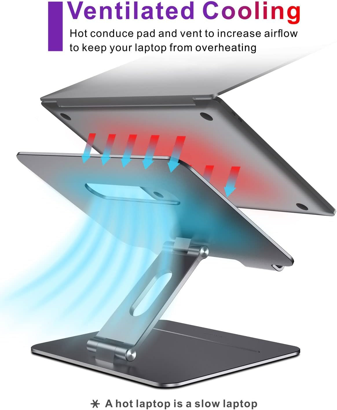 Adjustable Macbook Stand for Desk, Ergonomic Aluminum Laptop Riser with Heat-Vent, Compatible for 10-17" Laptops