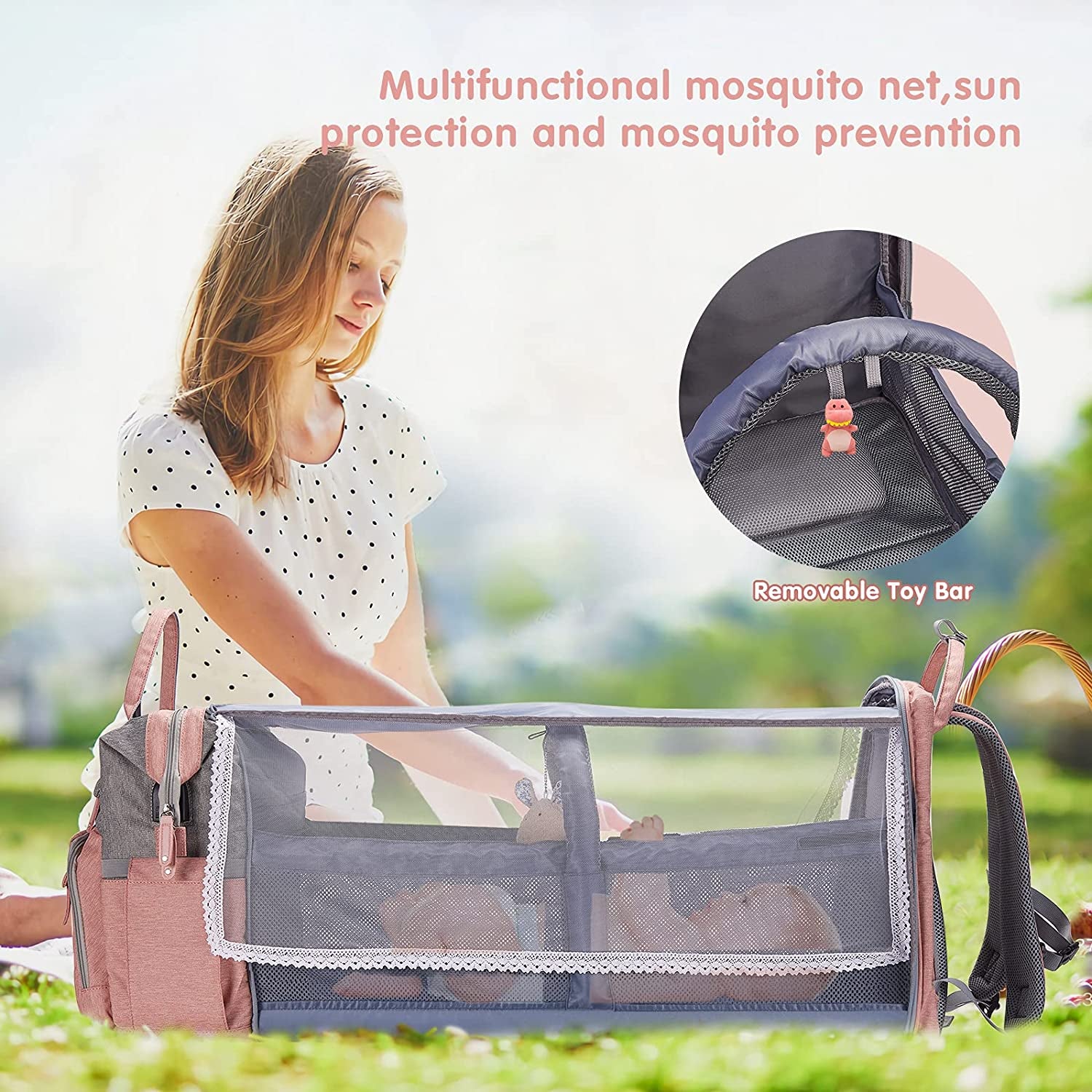 Diaper Bag Backpack, Baby Diaper Bags, Baby Shower Gifts, with Portable Diaper Pad