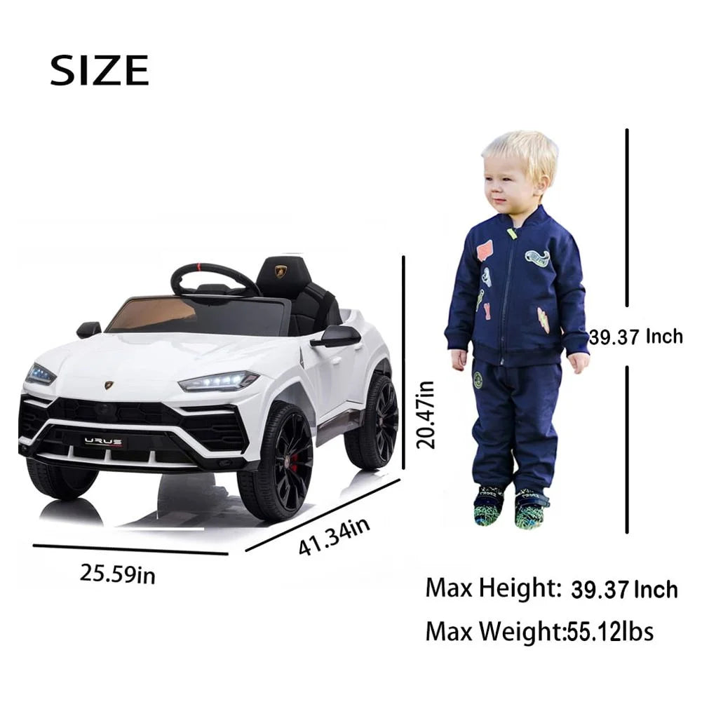 Lamborghini 12V Kids Electric Cars, Battery Powered Ride on Cars with Remote Control, Toddler Ride on Toys for 3+Years Olds Girls Boys, White