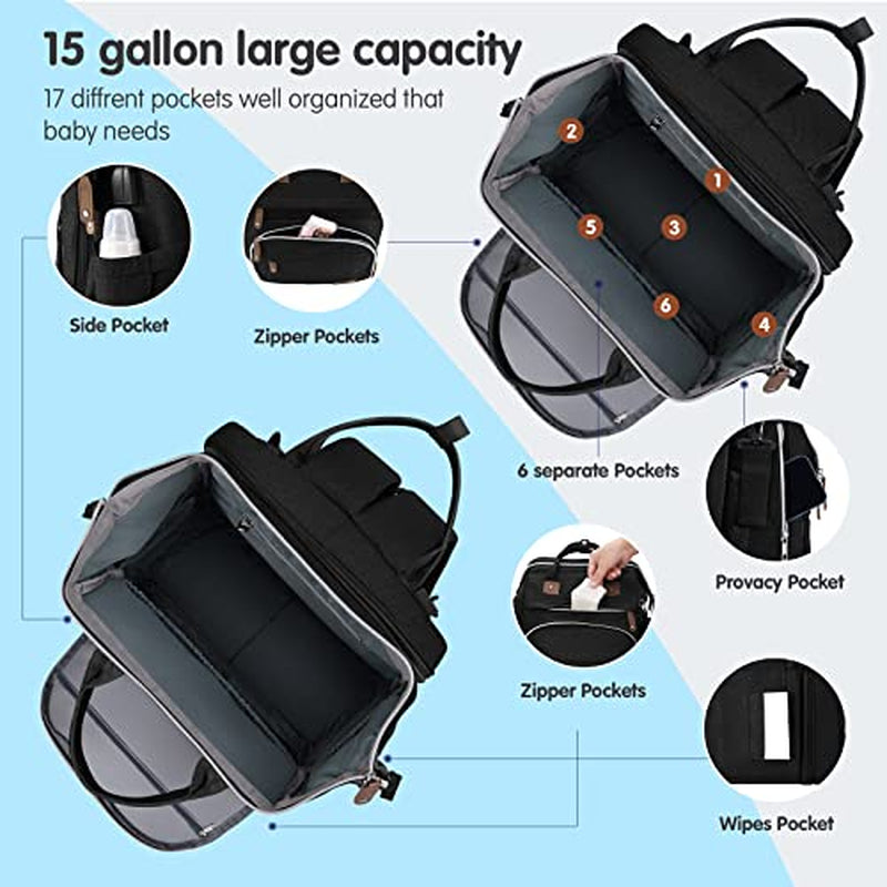 Diaper Bag Backpack, Baby Diaper Bags, Baby Shower Gifts, with Portable Diaper Pad