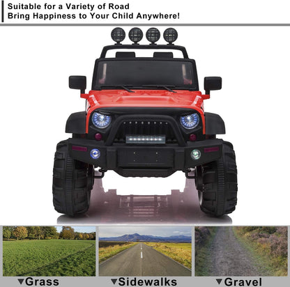 12V Ride on Car Trucks, Kids Electric Vehicles W/Parental Remote Control, LED Lights,Mp3 Player,Safety Belt,Spring Suspension(Red)