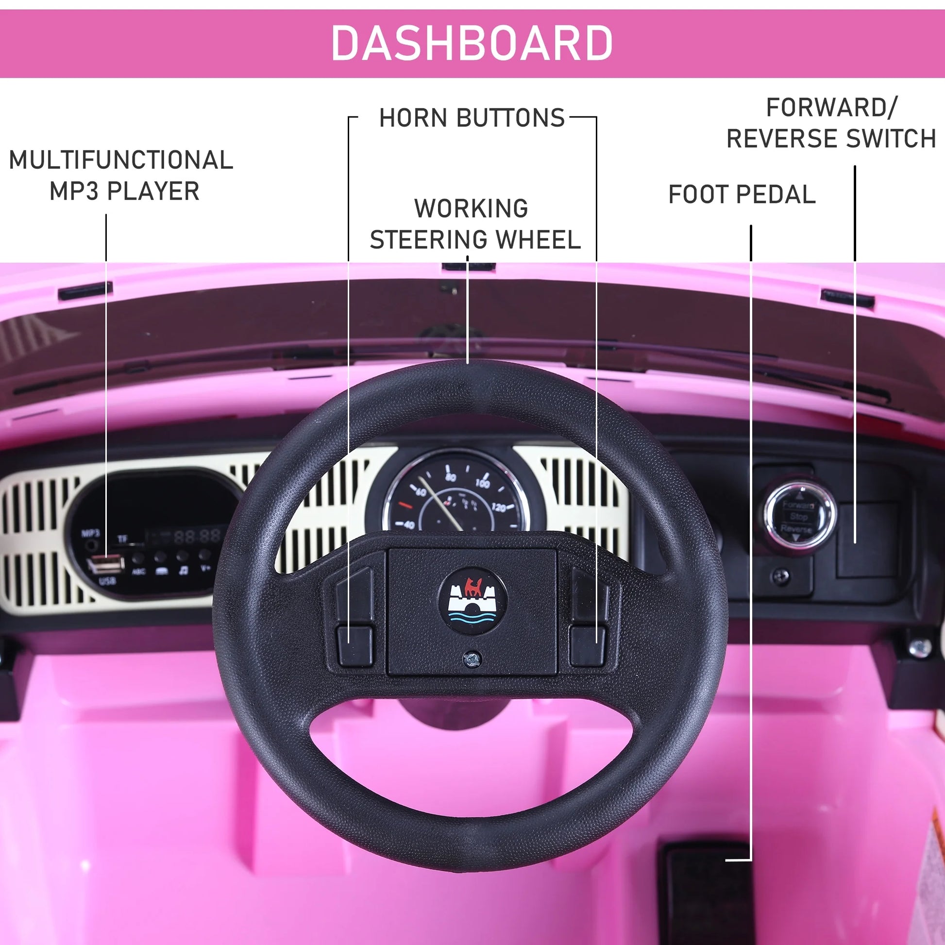 Licensed Volkswagen Beetle Electric Kids Ride-On Car 6V Battery Powered Toy with Remote Control Music Horn Lights MP3 for 3-6 Years Old Pink