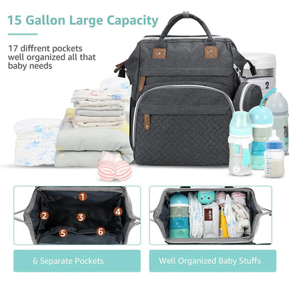 Diaper Bag Backpack, Baby Diaper Bags, Baby Shower Gifts, with Portable Diaper Pad