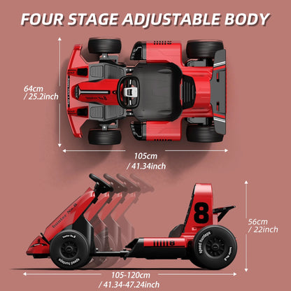 12V Electric Vehicles, Outdoor Race Pedal Go Karting Car for Kids Adults, Remote Control Powered Ride on Toys