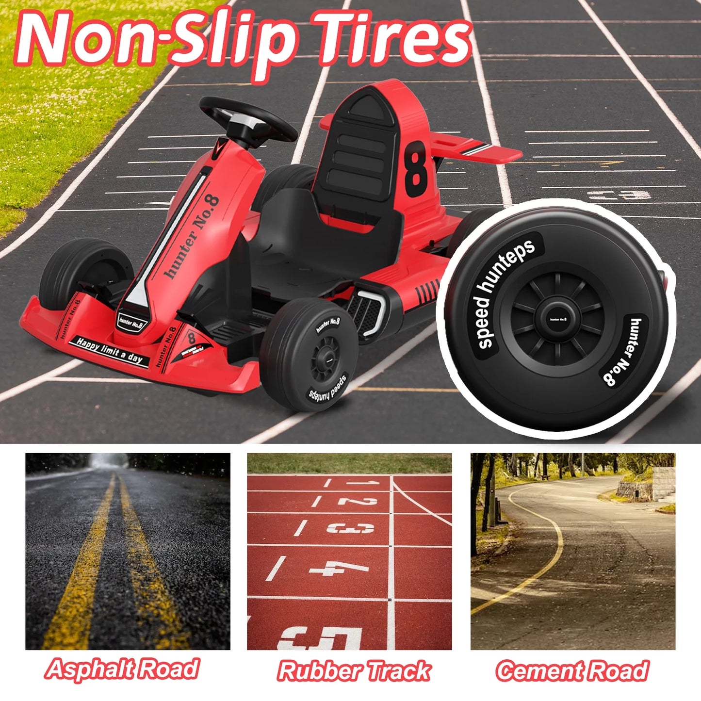 12V Electric Vehicles, Outdoor Race Pedal Go Karting Car for Kids Adults, Remote Control Powered Ride on Toys
