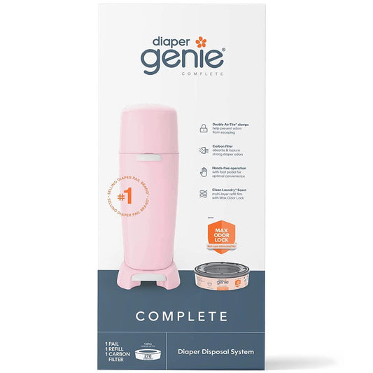 Complete Pail,Pink, 1 Diaper Pail,1 round Refill - 270 Ct,1 Filter
