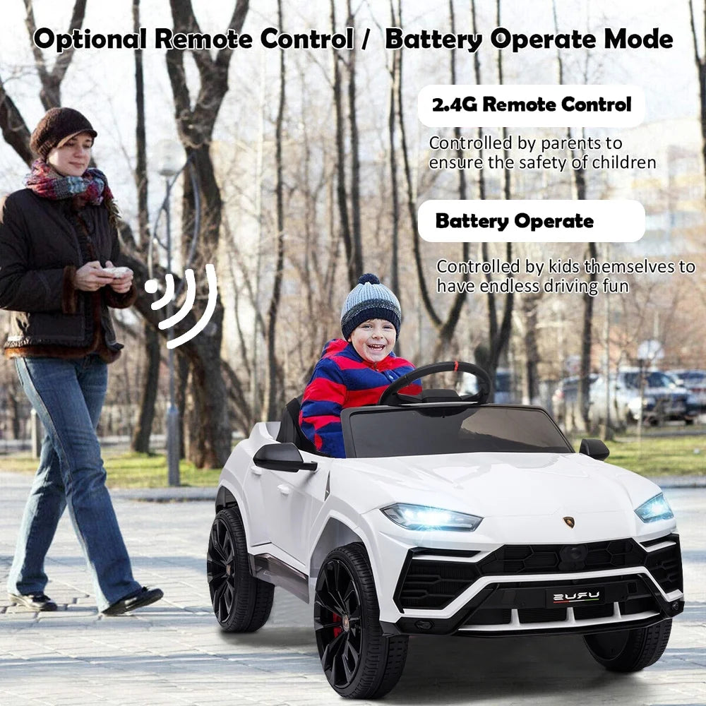 Lamborghini 12V Kids Electric Cars, Battery Powered Ride on Cars with Remote Control, Toddler Ride on Toys for 3+Years Olds Girls Boys, White