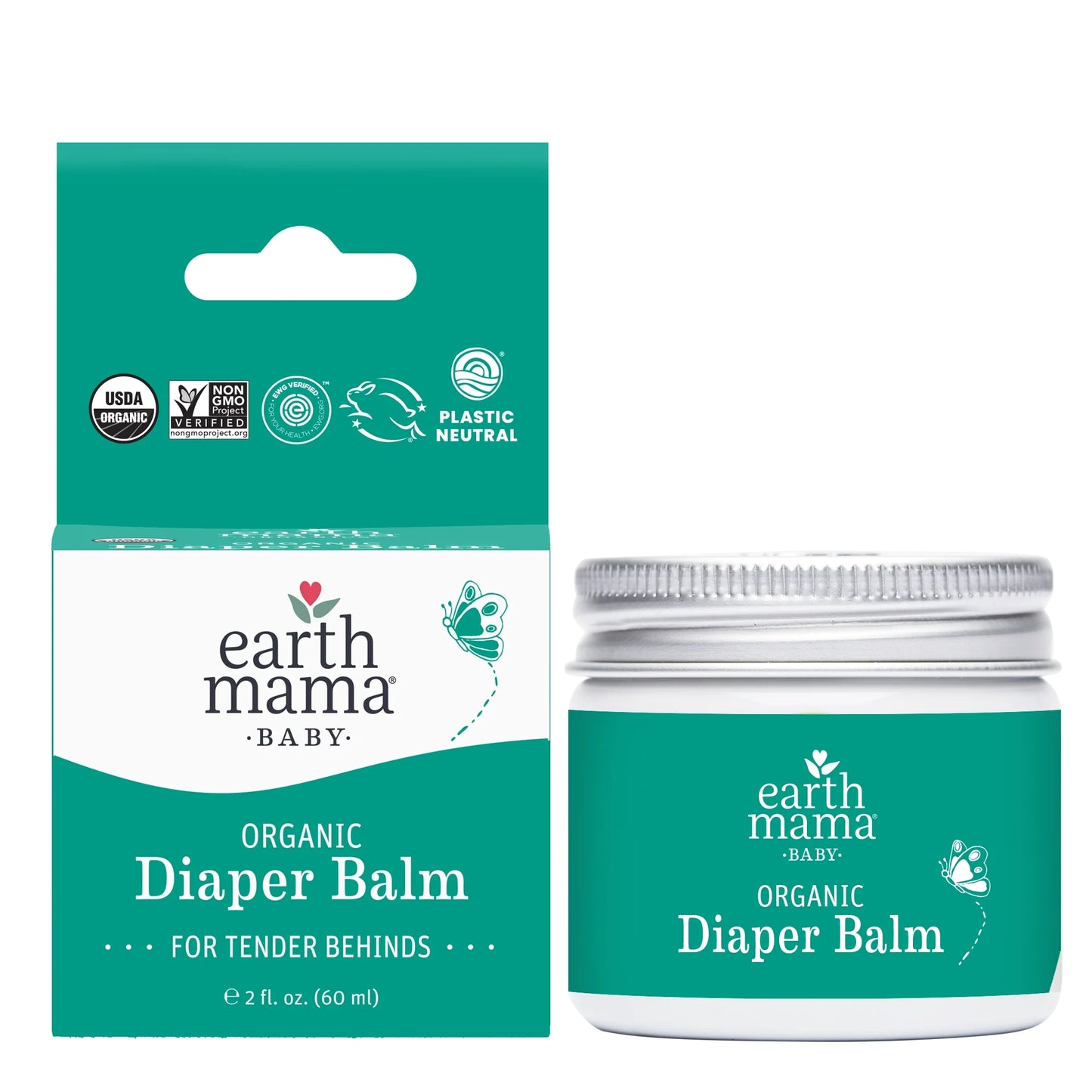 Organic Diaper Balm, Diaper Cream for Newborns, Infants, & Toddlers, 2 Fl Oz.