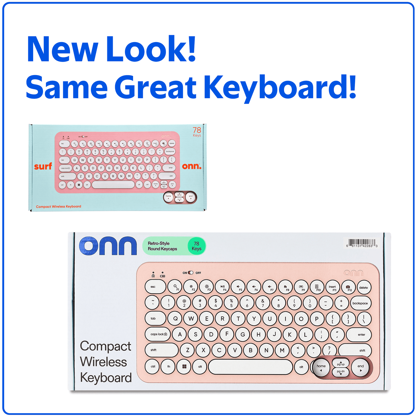 Mini Wireless Office Keyboard with USB Receiver, Pearl Blush Pink