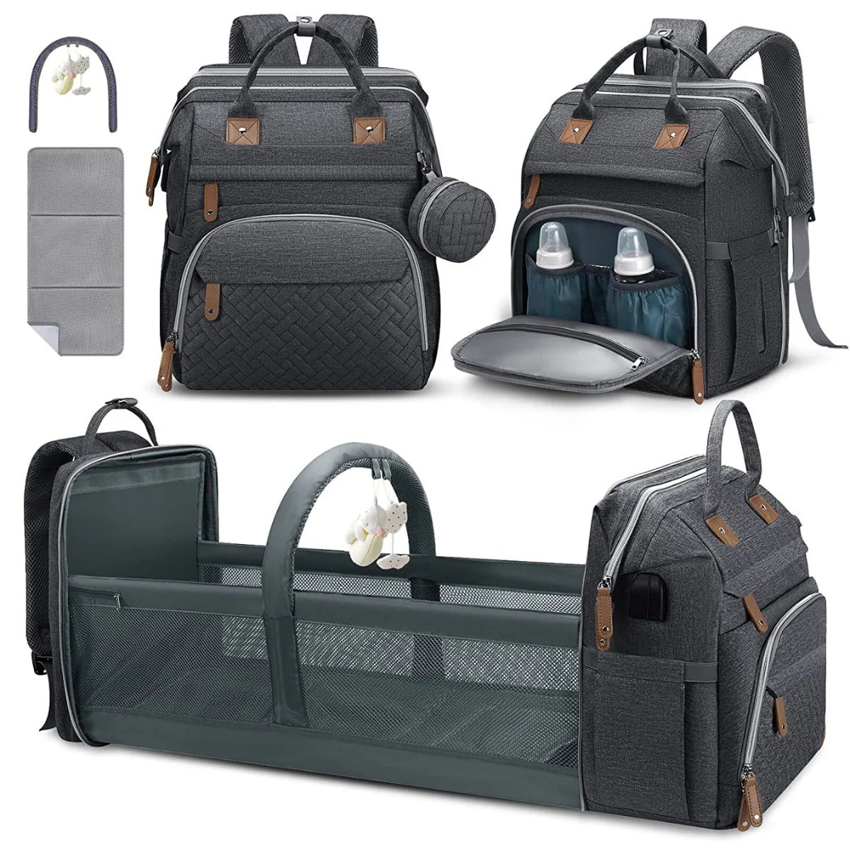 Diaper Bag Backpack, Baby Diaper Bags, Baby Shower Gifts, with Portable Diaper Pad
