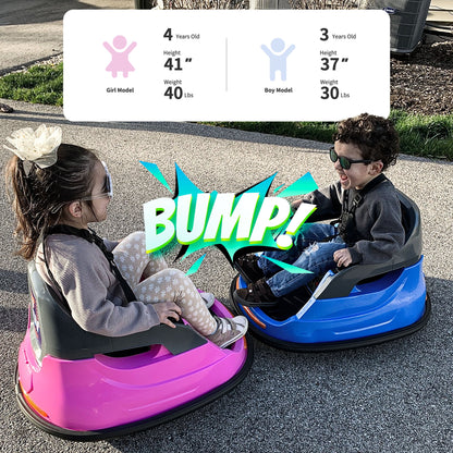 Electric Bumper Car for Kids, 12V Bumper Car Ride on Toys for Toddlers Aged 1.5-5 with Remote, Bluetooth - Pink