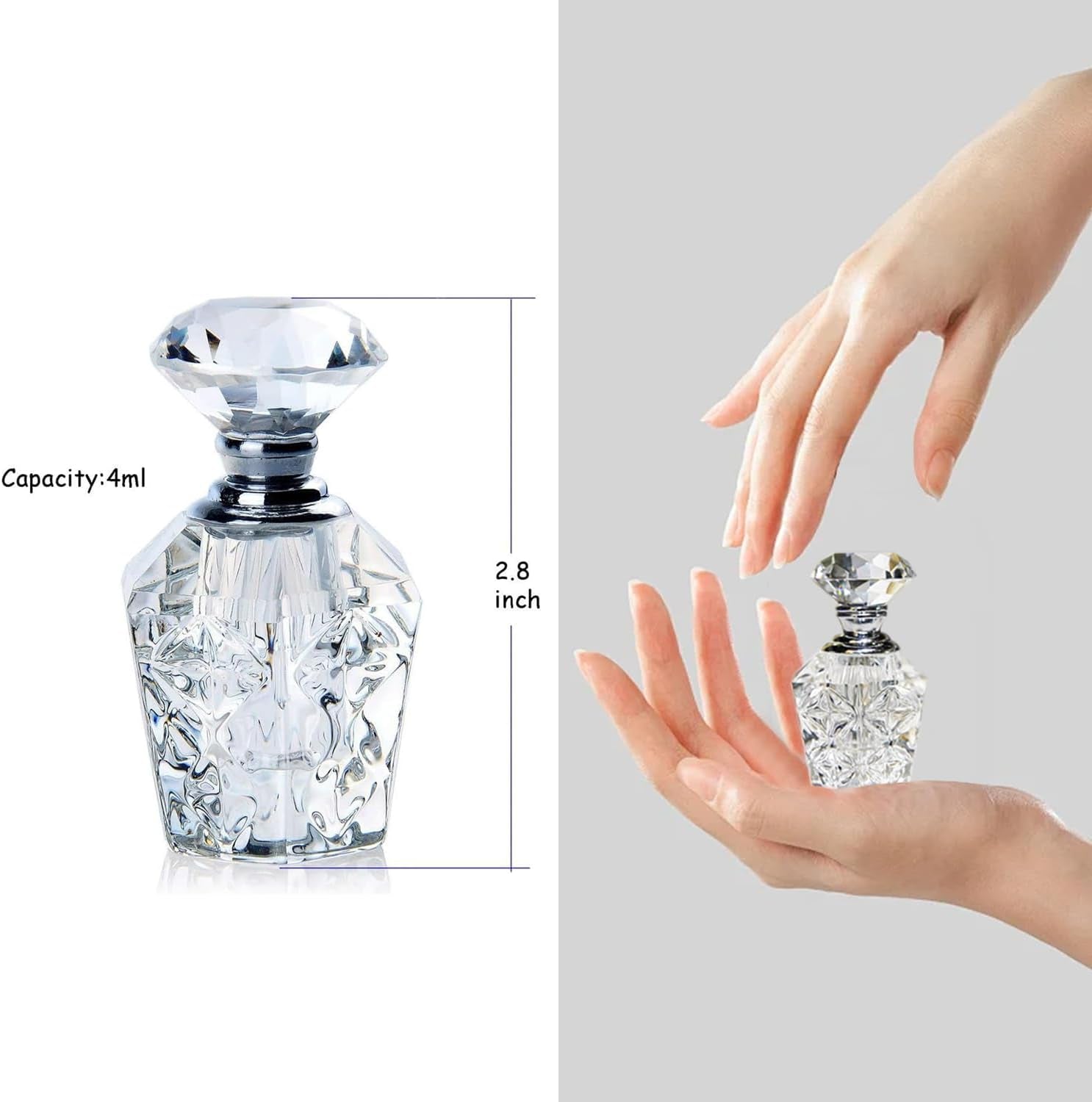 Clear Art Carved Crystal Empty Mini Refillable Perfume Bottle