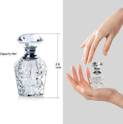 Clear Art Carved Crystal Empty Mini Refillable Perfume Bottle