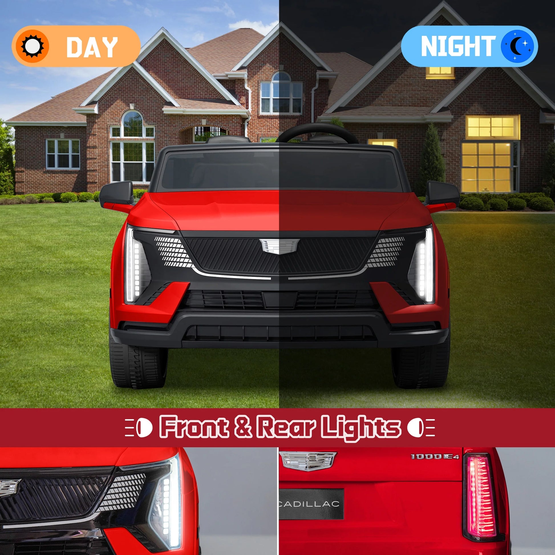 Cadillac Escalade IQ 24V Kids Ride on Car, 2 Seater Battery Powered Electric Vehicle W/ Remote Control(Red)