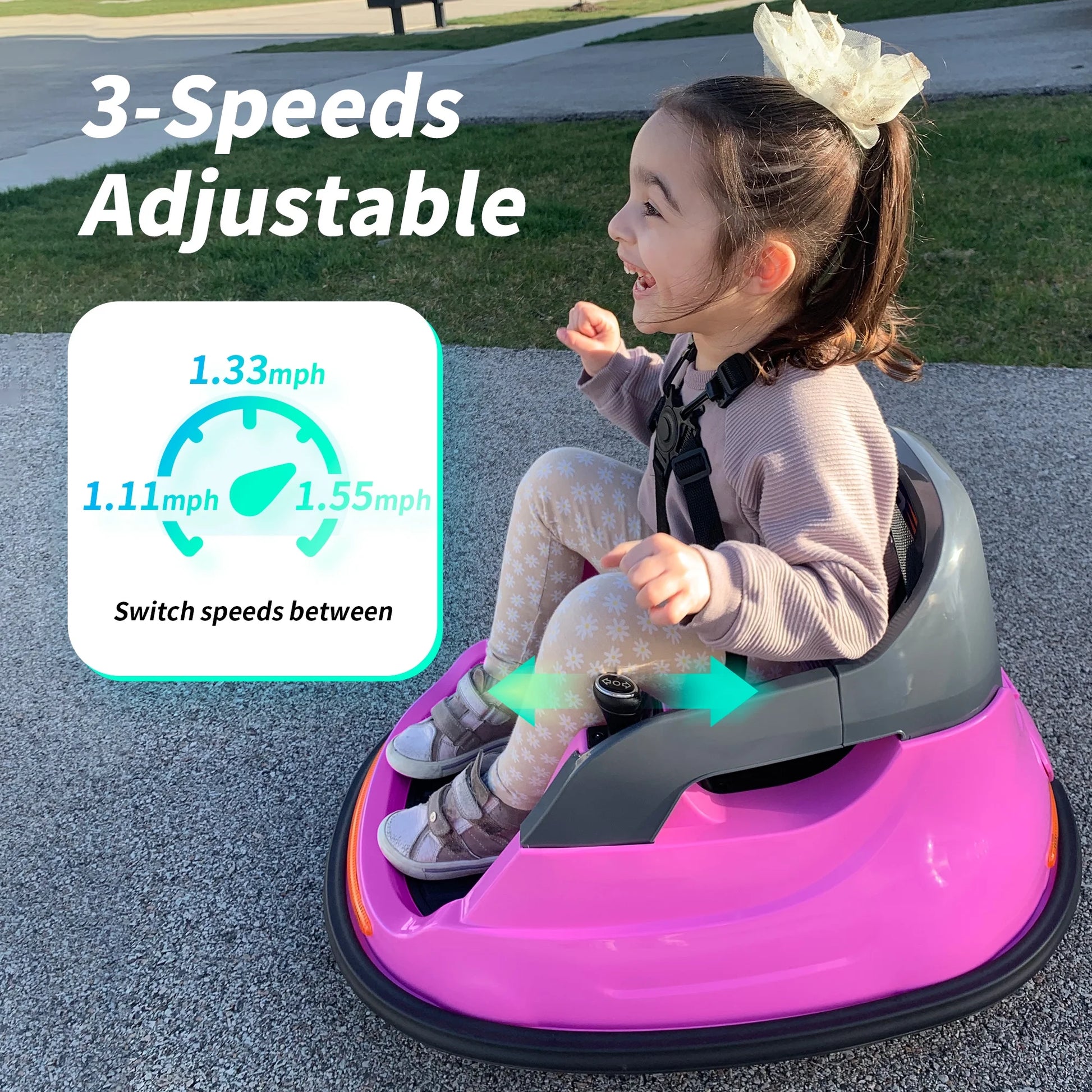 Electric Bumper Car for Kids, 12V Bumper Car Ride on Toys for Toddlers Aged 1.5-5 with Remote, Bluetooth - Pink
