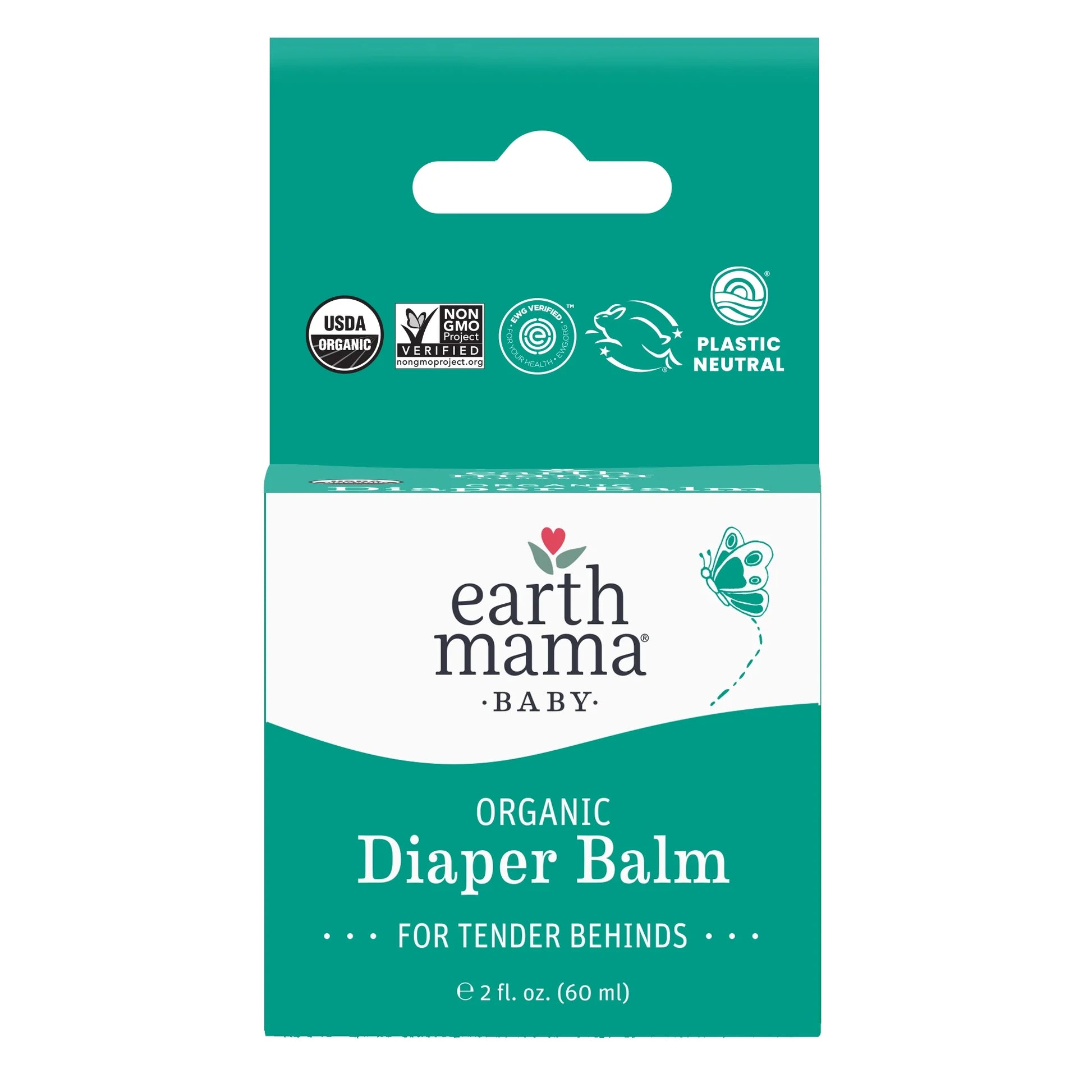 Organic Diaper Balm, Diaper Cream for Newborns, Infants, & Toddlers, 2 Fl Oz.