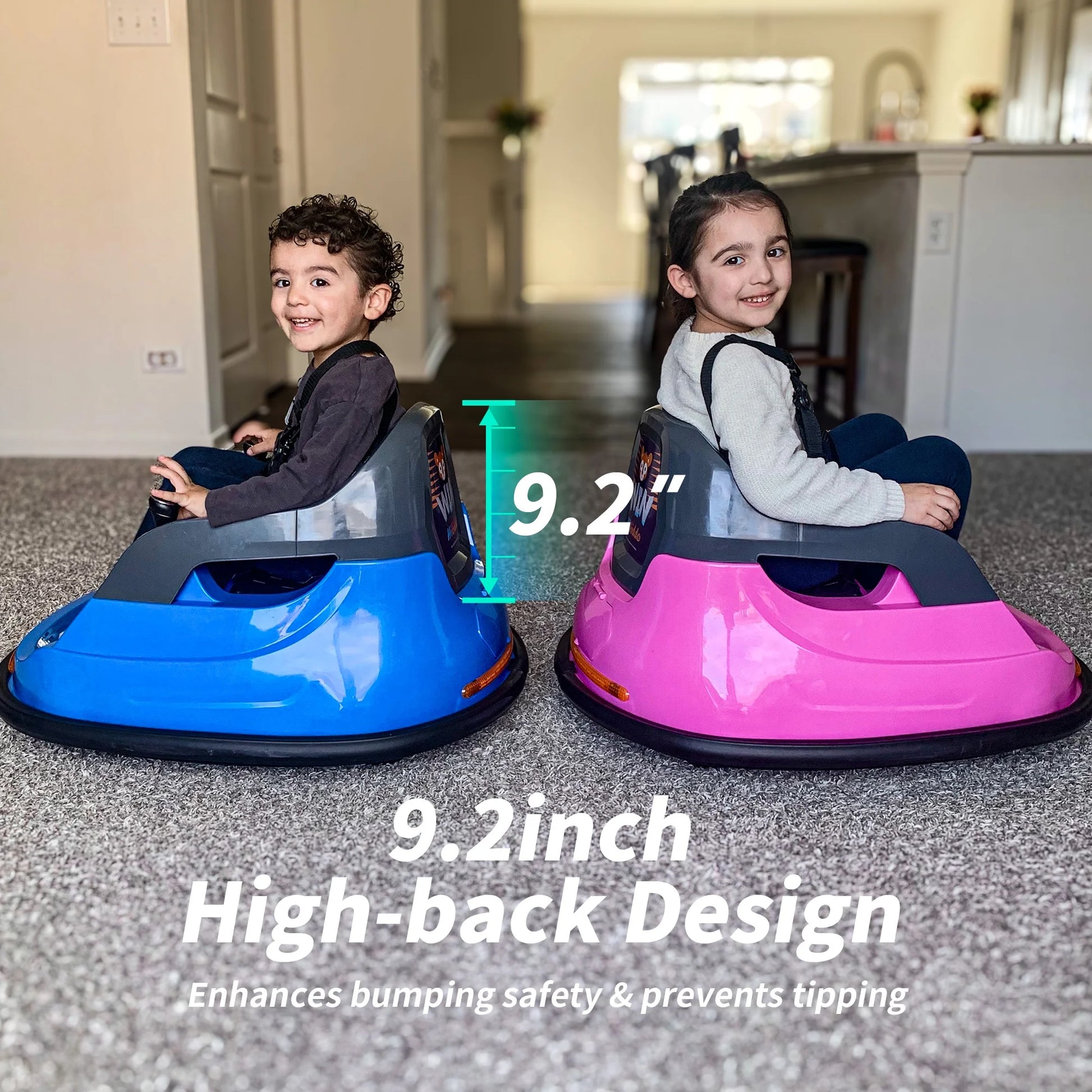 Electric Bumper Car for Kids, 12V Bumper Car Ride on Toys for Toddlers Aged 1.5-5 with Remote, Bluetooth - Pink