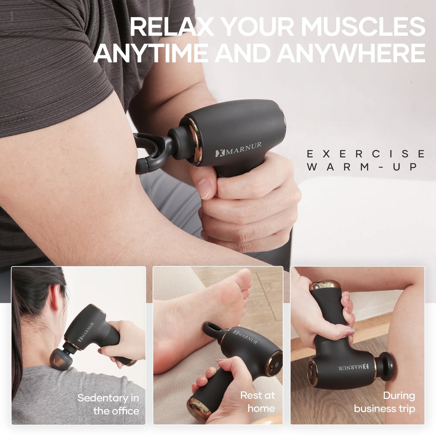 Mini Massage Gun with Brushless Motor Portable Handheld Deep Tissue Massager, Light & Palm-Size & Quiet, Black