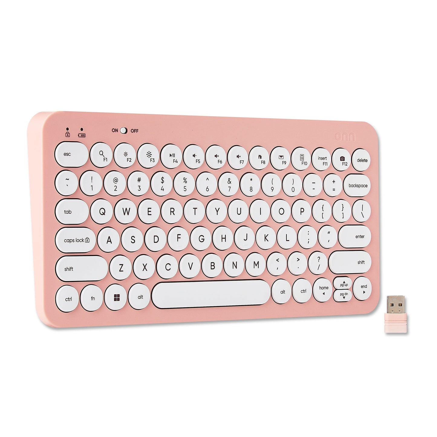 Mini Wireless Office Keyboard with USB Receiver, Pearl Blush Pink