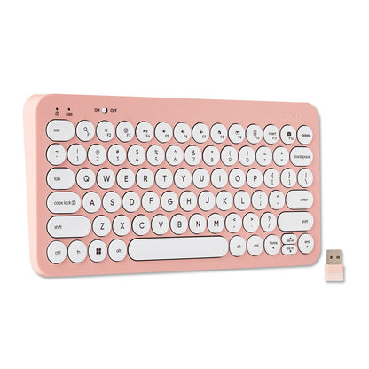 Mini Wireless Office Keyboard with USB Receiver, Pearl Blush Pink