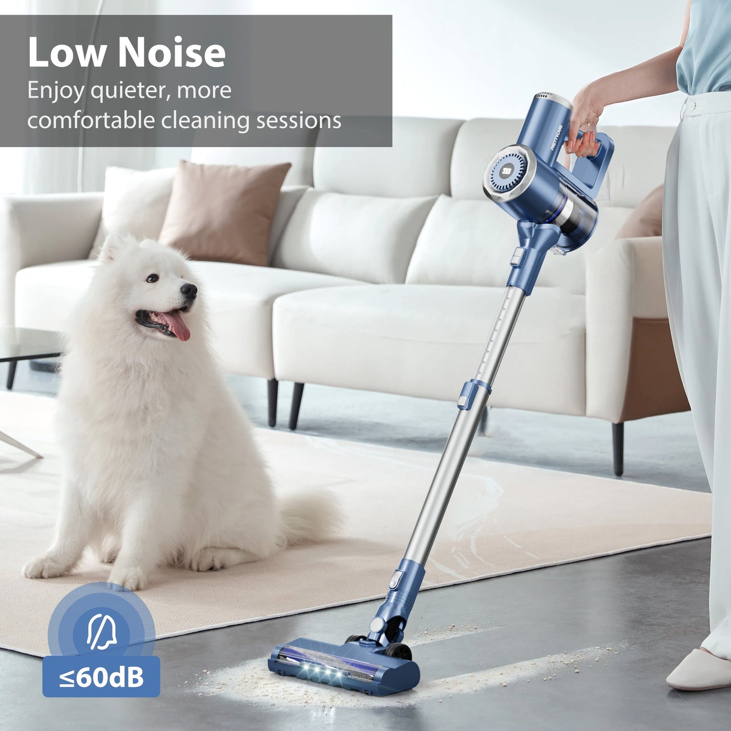 Cordless Stick Vacuum Cleaner Lightweight Upright for Carpet Hard Floor Pet Hair W200