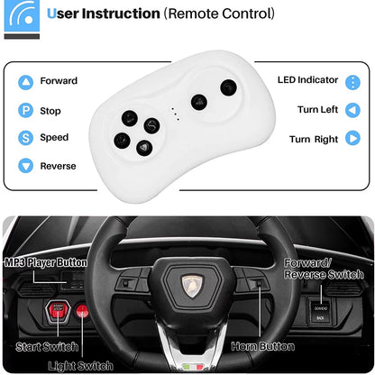 Lamborghini 12V Kids Electric Cars, Battery Powered Ride on Cars with Remote Control, Toddler Ride on Toys for 3+Years Olds Girls Boys, Green