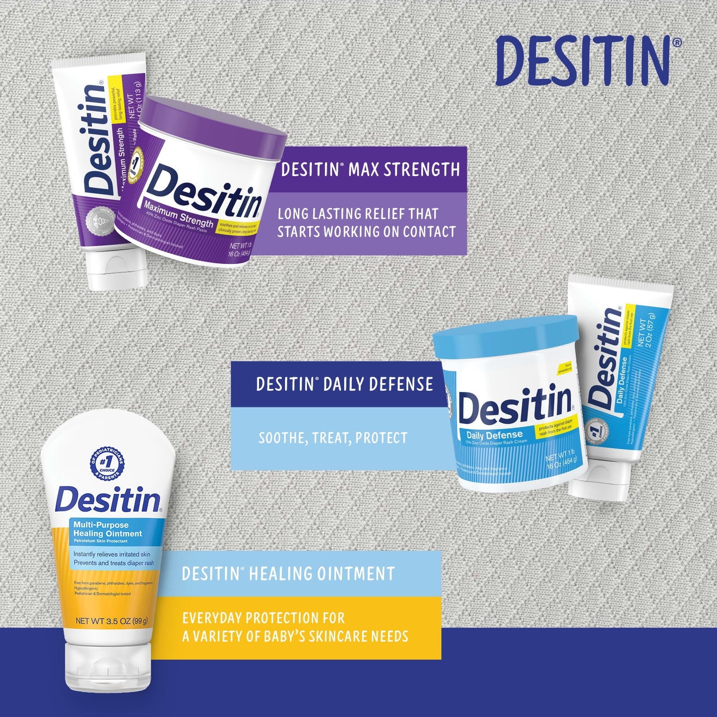 (3 Pack)  Daily Defense Baby Diaper Rash Cream, Butt Paste with 13% Zinc Oxide, 16 Oz