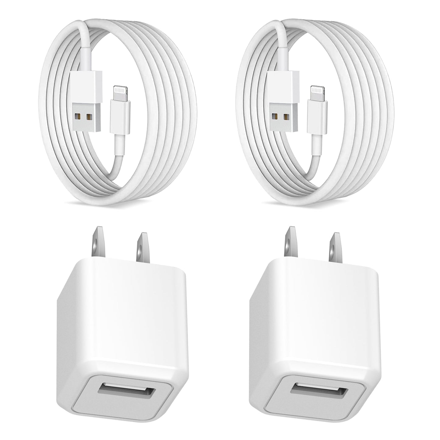 2-Pack Wall Charger with Charging Cable and Plug Adapter for Cell Phones, New