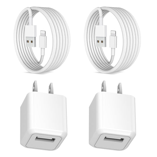 2-Pack Wall Charger with Charging Cable and Plug Adapter for Cell Phones, New