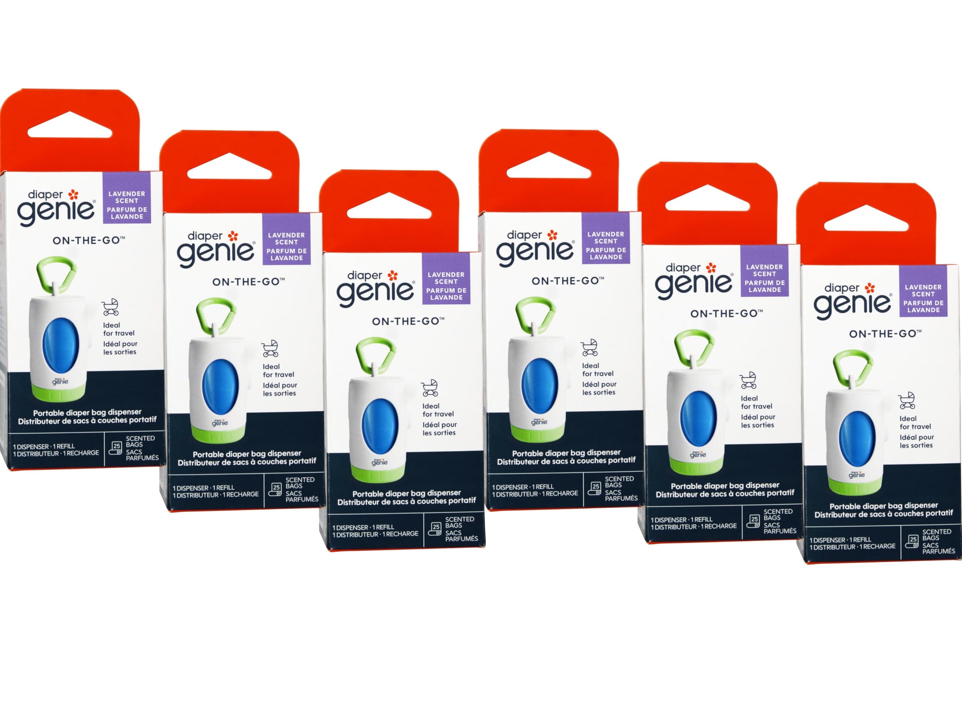 On-The-Go Dispenser, Portable Diaper Bag Dispenser, Lavender Scent - 6 Pack