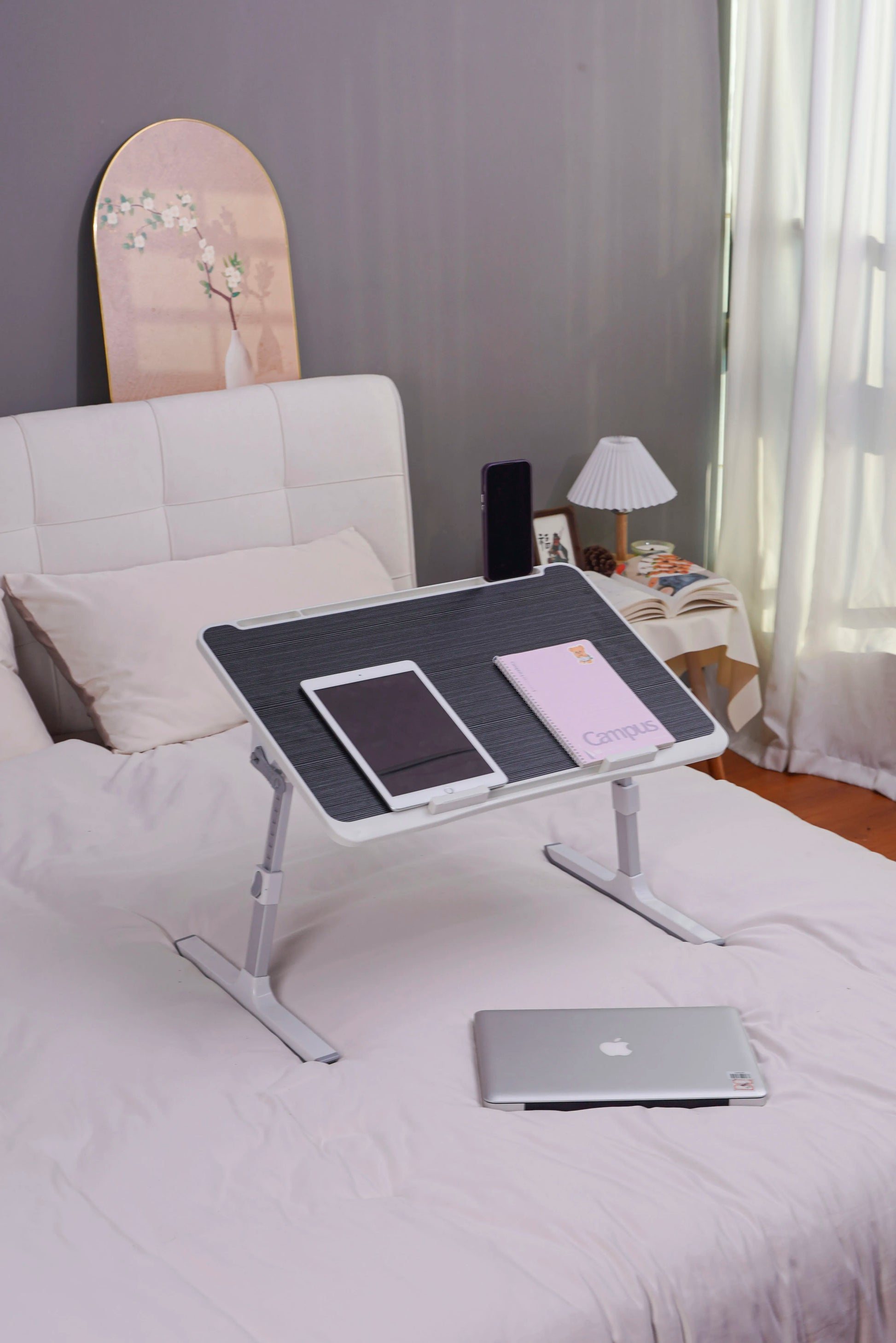 Foldable Laptop Bed Tray Table, Height and Angle Adjustable Laptop Bed Table, Laptop Table for Bed/Sofa/Sofa Chair/Floor, Laptop