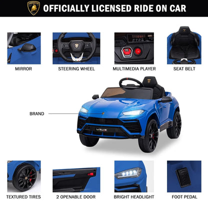 Lamborghini 12V Kids Electric Cars, Battery Powered Ride on Cars with Remote Control, Toddler Ride on Toys for 3+Years Olds Girls Boys, Blue