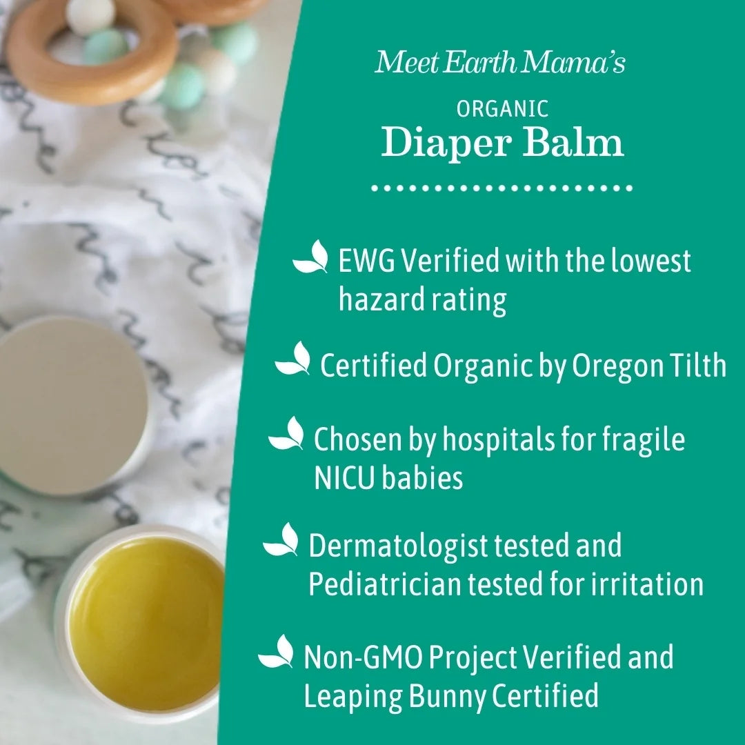 Organic Diaper Balm, Diaper Cream for Newborns, Infants, & Toddlers, 2 Fl Oz.