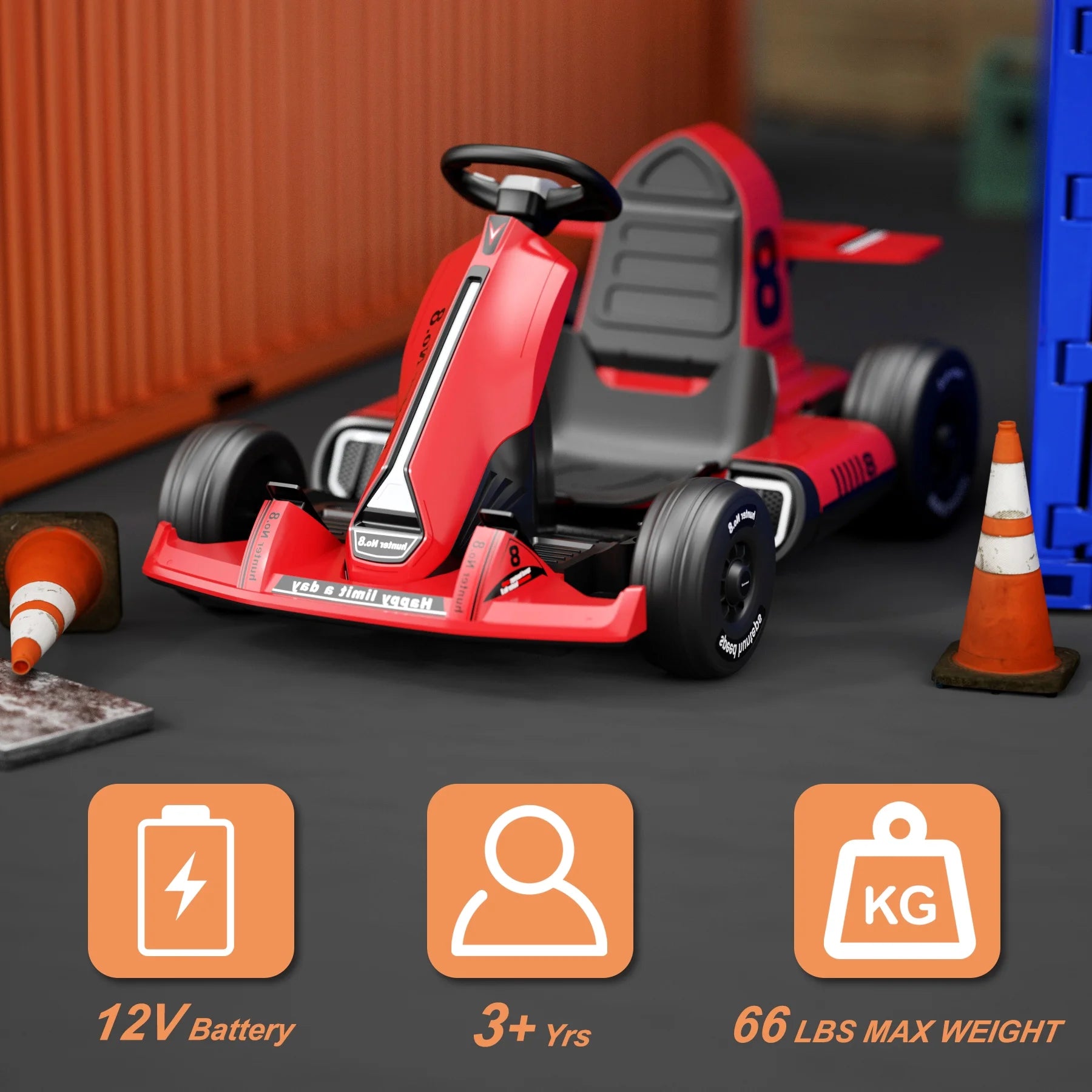 12V Electric Vehicles, Outdoor Race Pedal Go Karting Car for Kids Adults, Remote Control Powered Ride on Toys