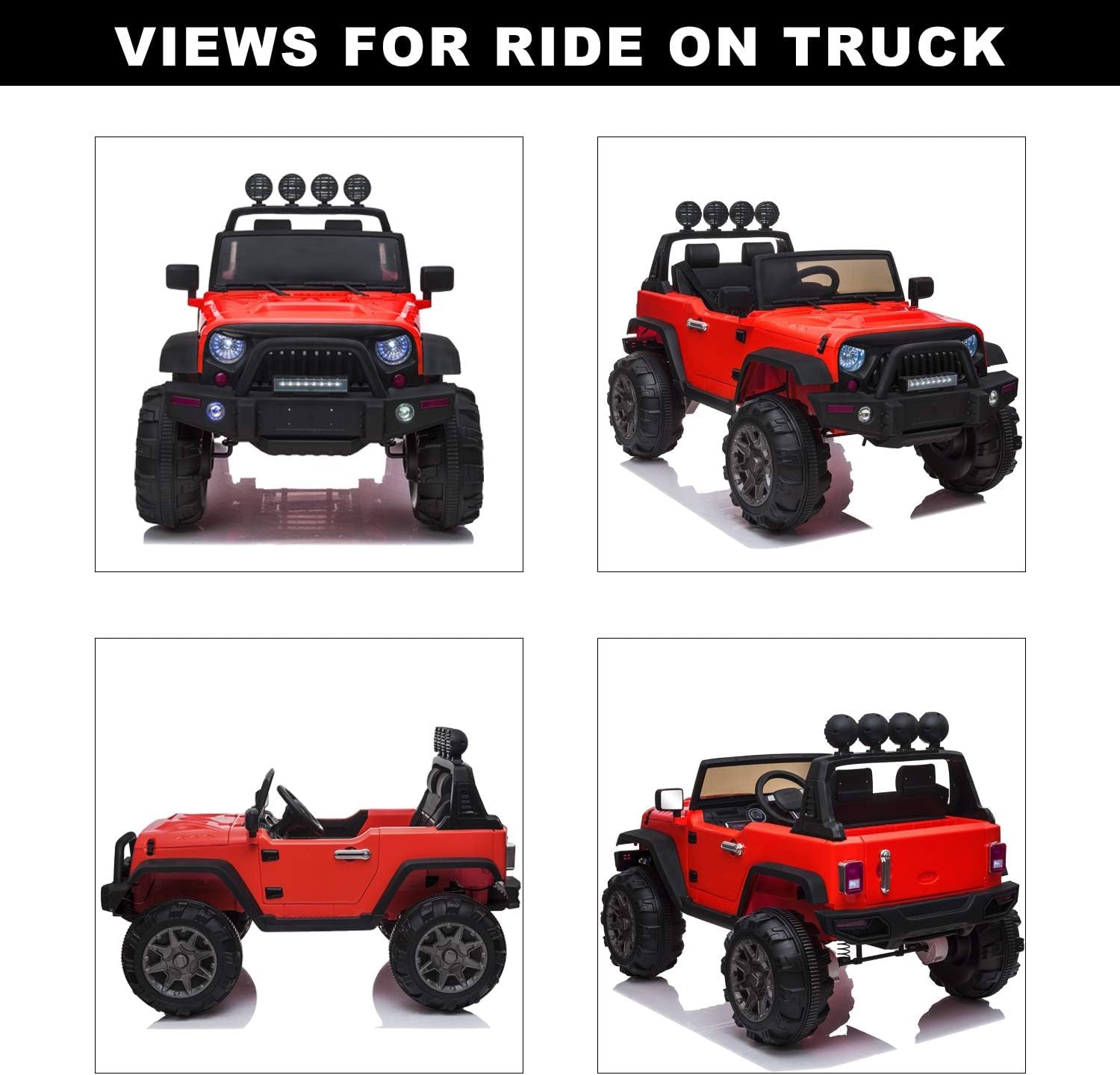12V Ride on Car Trucks, Kids Electric Vehicles W/Parental Remote Control, LED Lights,Mp3 Player,Safety Belt,Spring Suspension(Red)