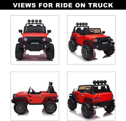 12V Ride on Car Trucks, Kids Electric Vehicles W/Parental Remote Control, LED Lights,Mp3 Player,Safety Belt,Spring Suspension(Red)