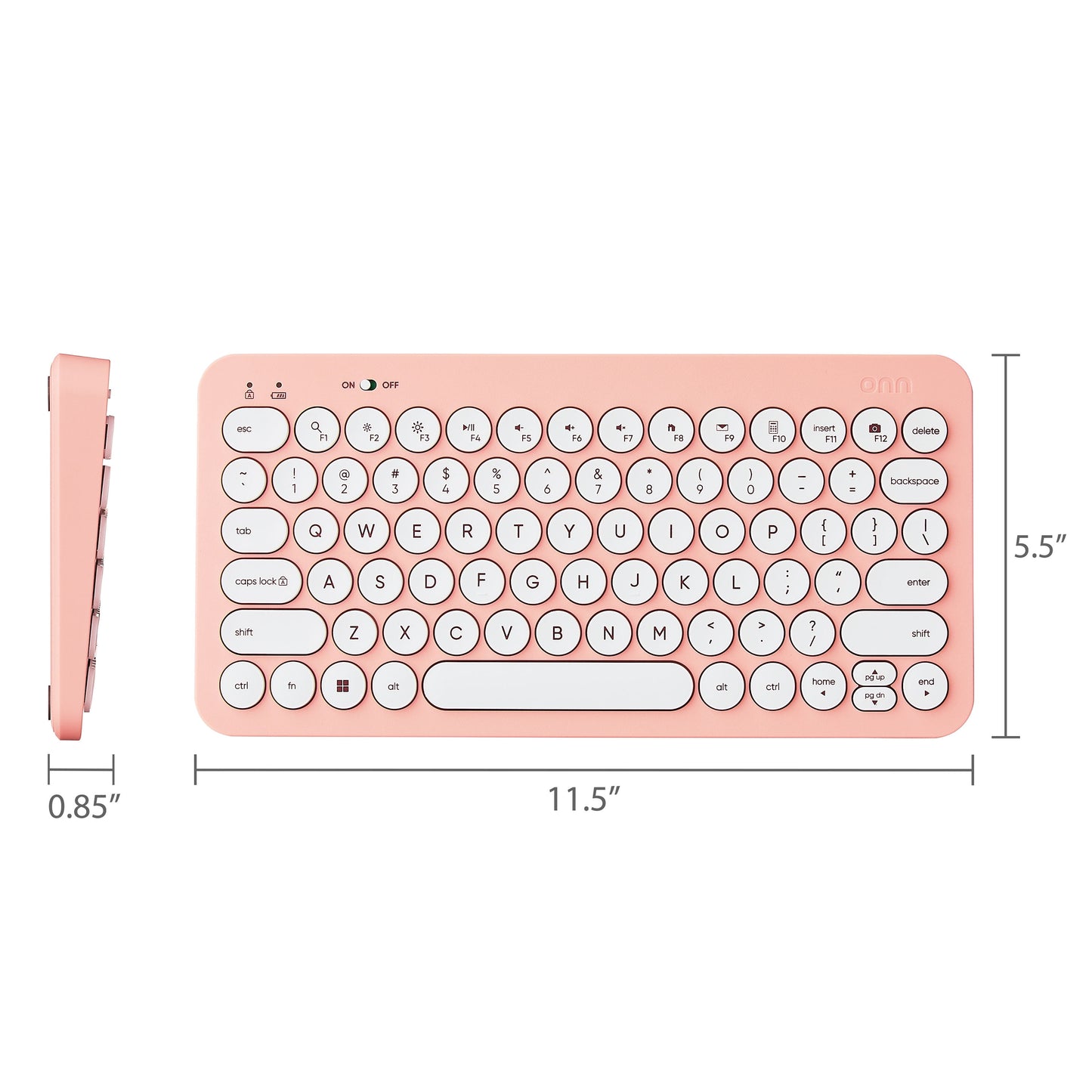 Mini Wireless Office Keyboard with USB Receiver, Pearl Blush Pink