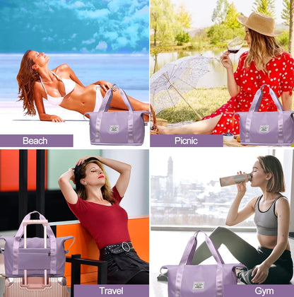 Weekender Bags for Women, Travel Bag Carry on Gym Bag, Travel Duffle Bag with Wet Dry Pocket/Front Phone Pocket/Trolley Sleeve Pocket, Purple