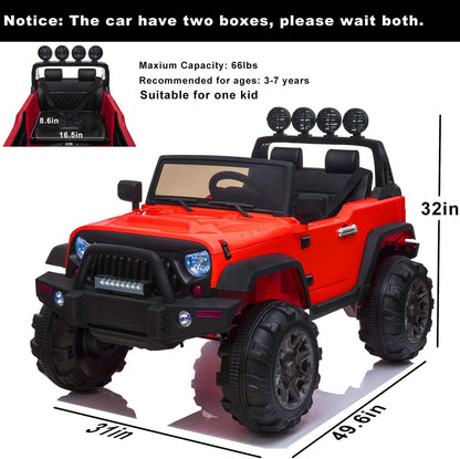 12V Ride on Car Trucks, Kids Electric Vehicles W/Parental Remote Control, LED Lights,Mp3 Player,Safety Belt,Spring Suspension(Red)