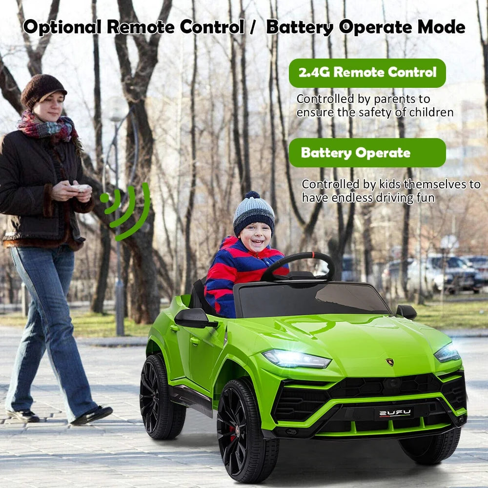 Lamborghini 12V Kids Electric Cars, Battery Powered Ride on Cars with Remote Control, Toddler Ride on Toys for 3+Years Olds Girls Boys, Green