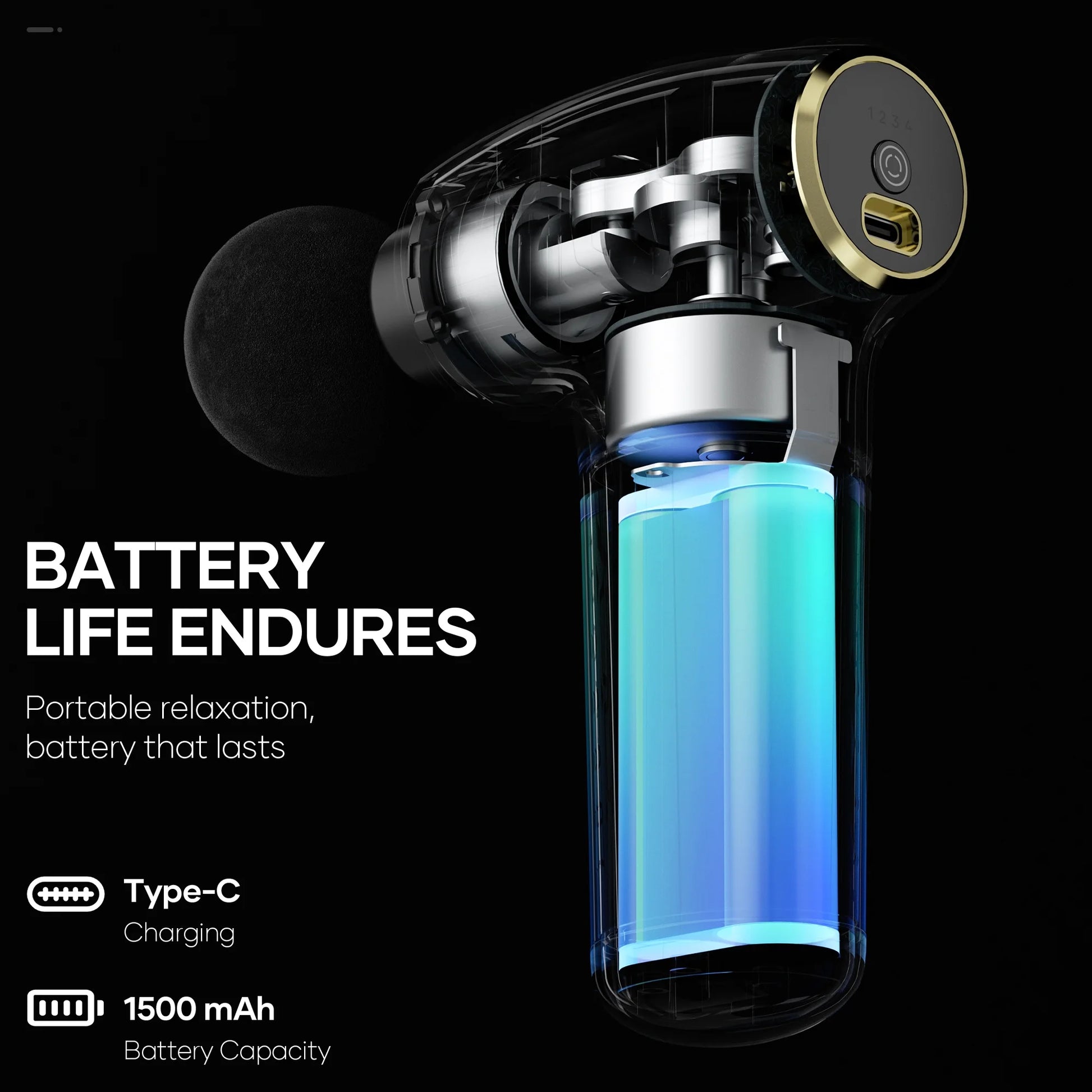 Mini Massage Gun with Brushless Motor Portable Handheld Deep Tissue Massager, Light & Palm-Size & Quiet, Black