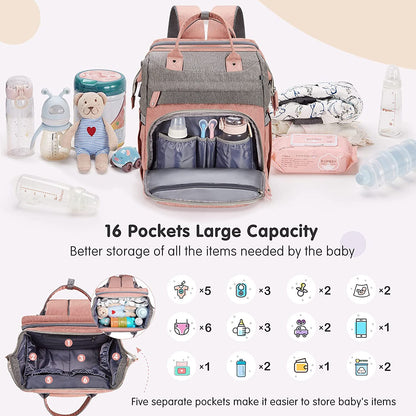 Diaper Bag Backpack, Baby Diaper Bags, Baby Shower Gifts, with Portable Diaper Pad