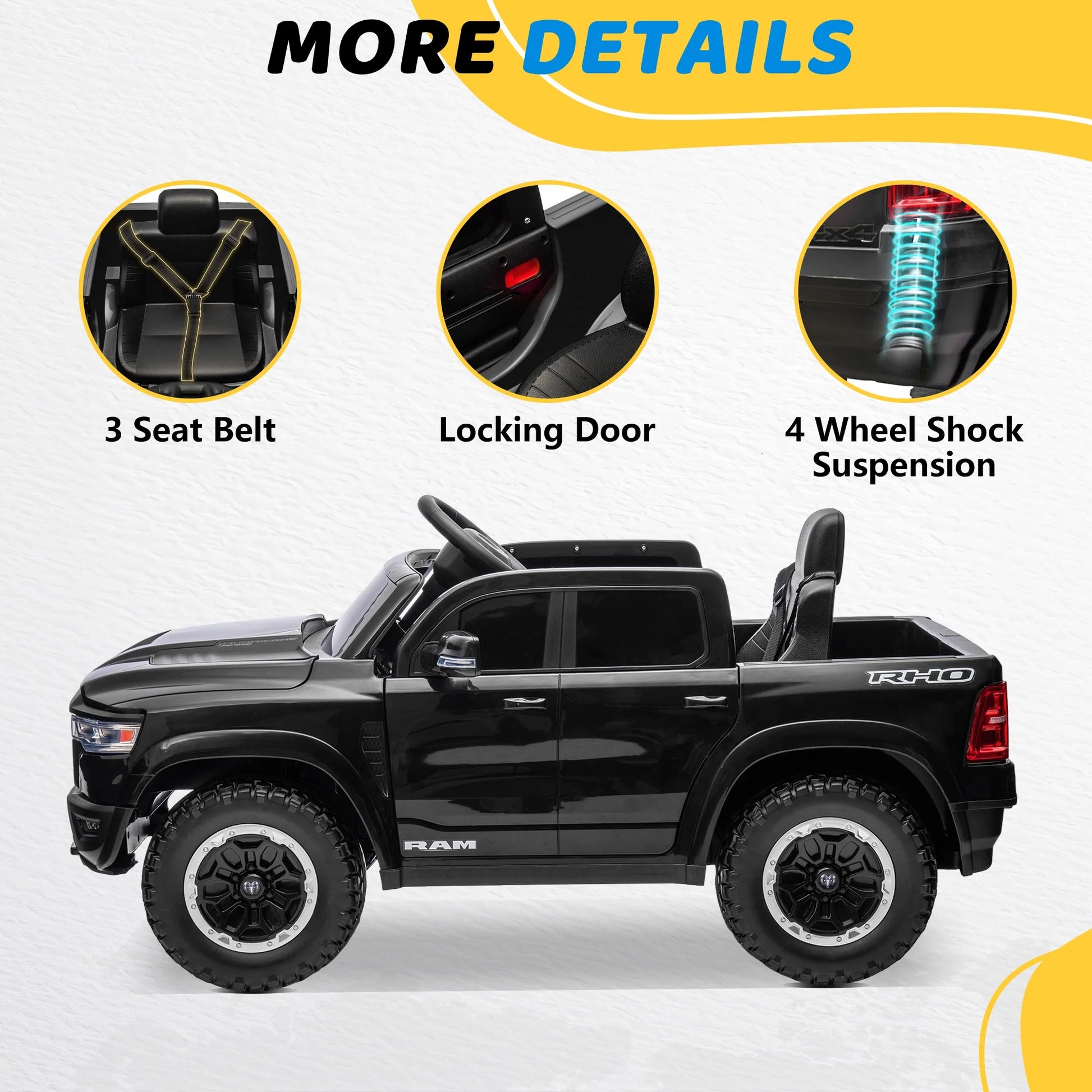 Chevrolet Tahoe Kids Ride on Car, 12V Powered Ride on Toy with Remote Control, 4 Wheels Suspension, Safety Belt, MP3 Player, LED Lights, Electric Vehicles for Boys Girls, Black