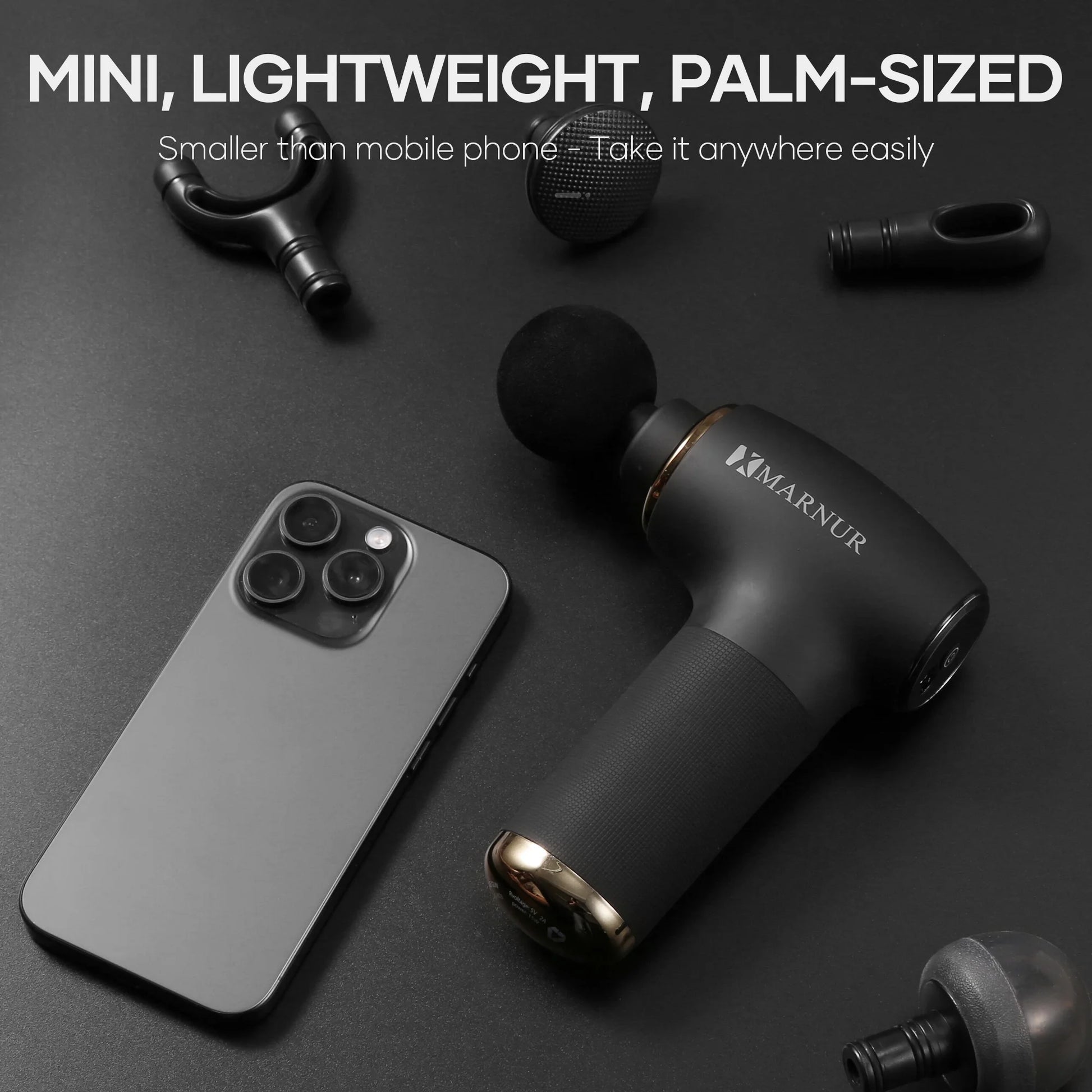 Mini Massage Gun with Brushless Motor Portable Handheld Deep Tissue Massager, Light & Palm-Size & Quiet, Black
