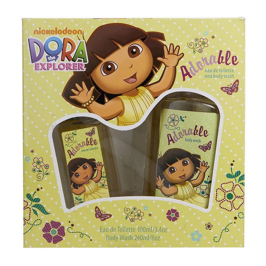 Dora the Explorer Adorable by  for Women - 2 Pc Gift Set 3.4Oz EDT Spray, 8Oz Glittery Body Lotion