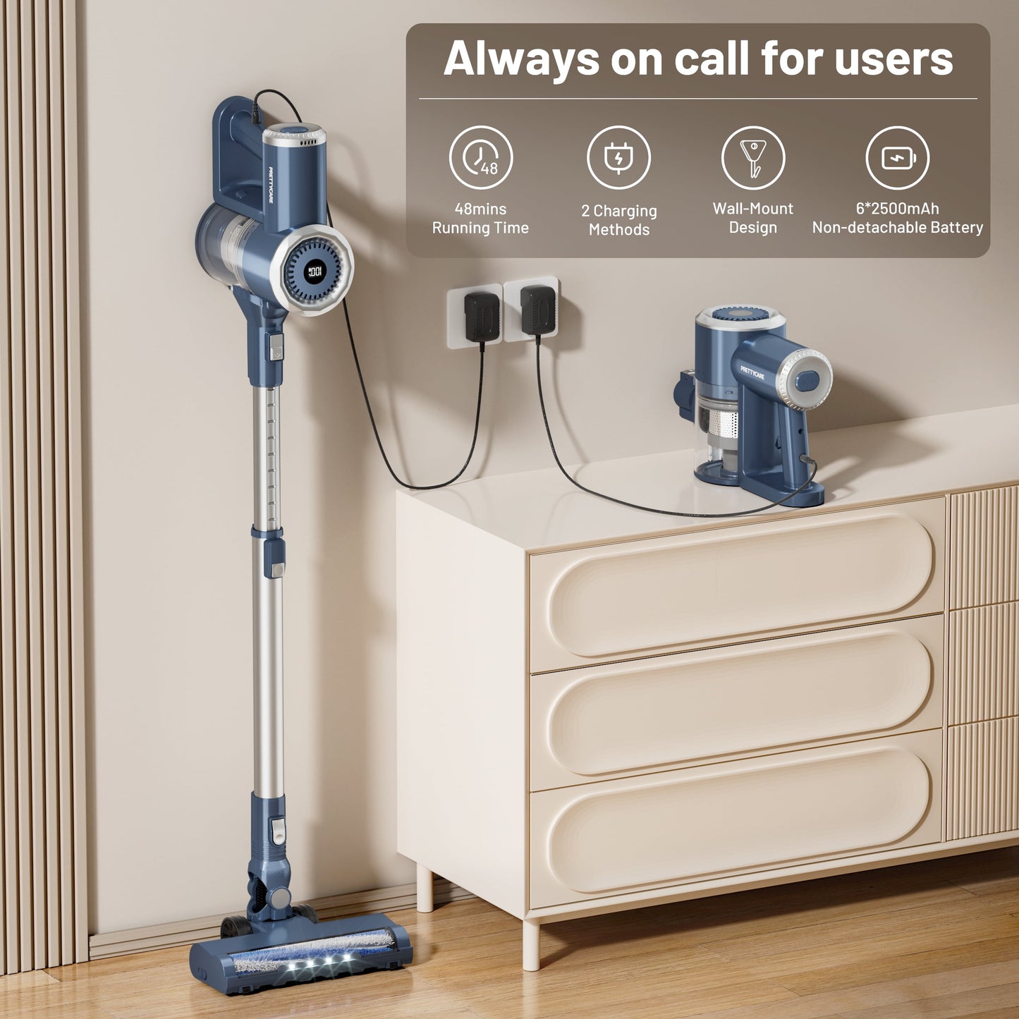 Cordless Stick Vacuum Cleaner Lightweight Upright for Carpet Hard Floor Pet Hair W200