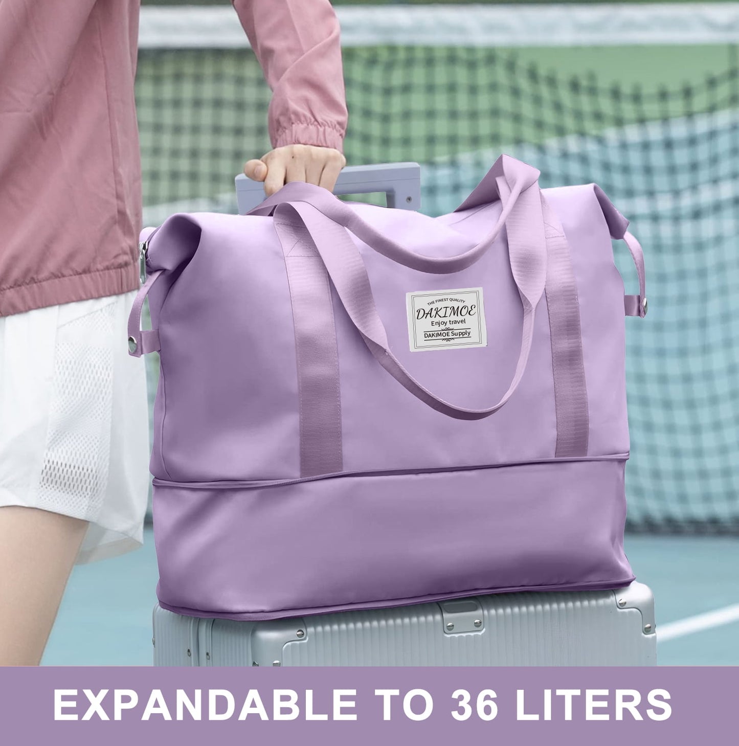 Weekender Bags for Women, Travel Bag Carry on Gym Bag, Travel Duffle Bag with Wet Dry Pocket/Front Phone Pocket/Trolley Sleeve Pocket, Purple