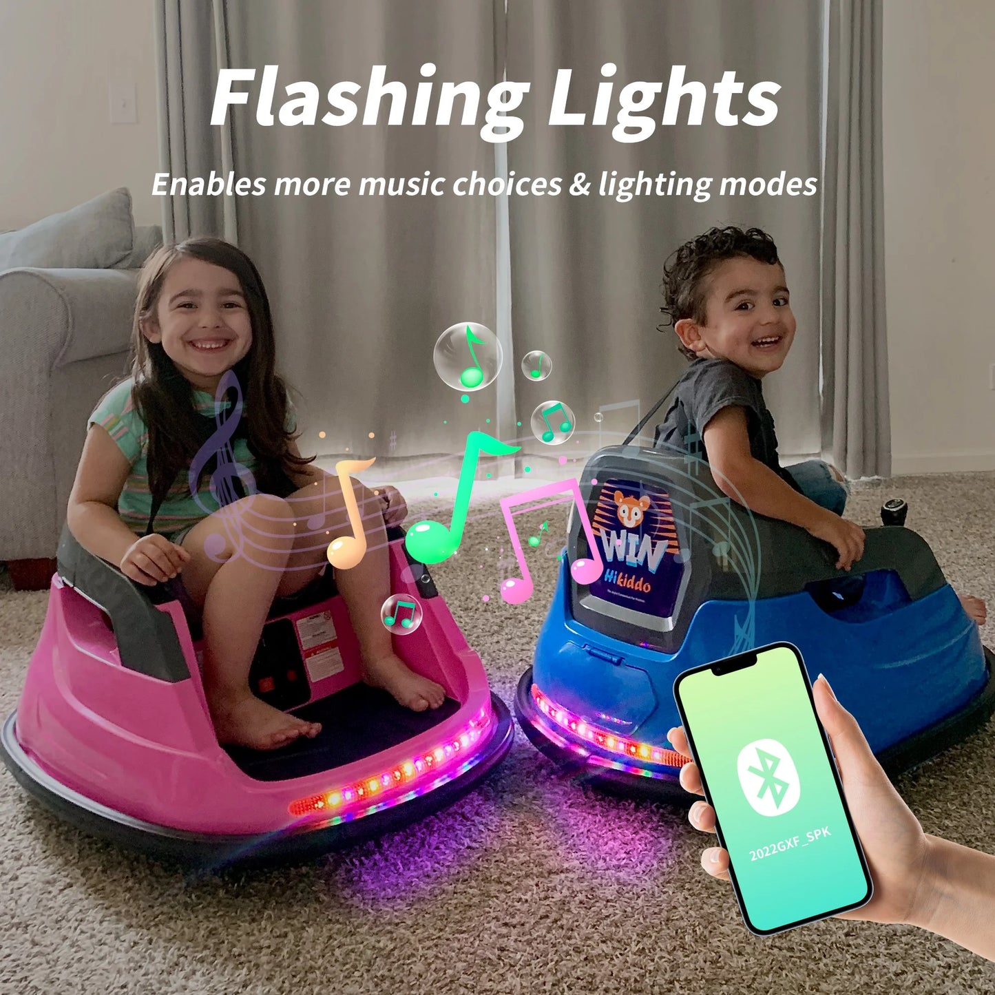 Electric Bumper Car for Kids, 12V Bumper Car Ride on Toys for Toddlers Aged 1.5-5 with Remote, Bluetooth - Pink